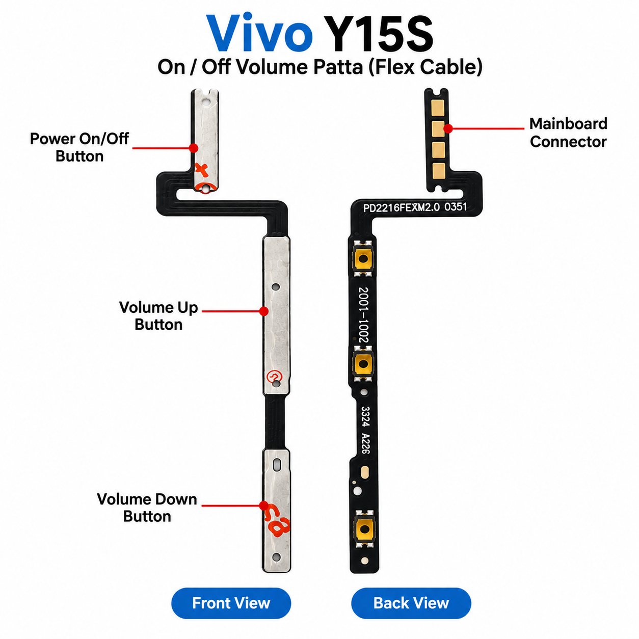 Vivo Y15S On Off Volume Flex Cable