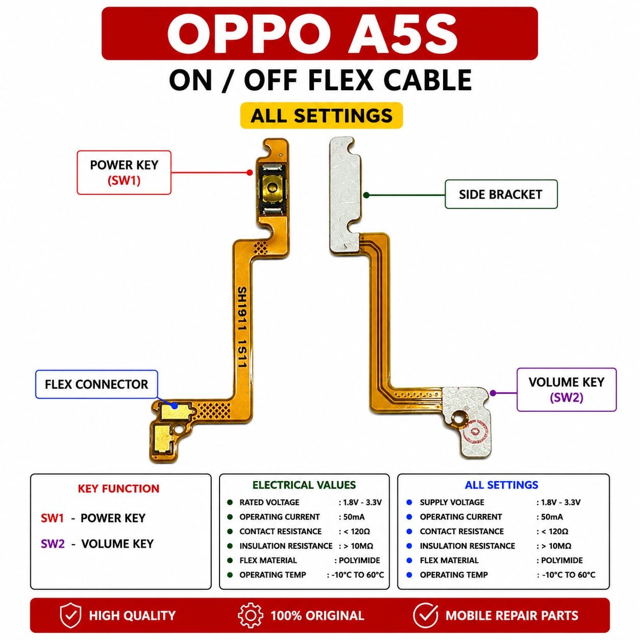 OPPO A5S ON OFF Flex Cable