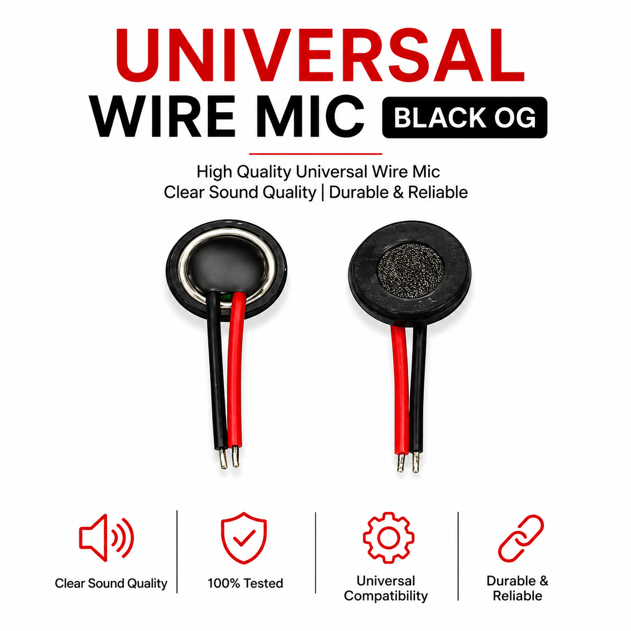 Universal Wire Mic Black OG Mobile Microphone